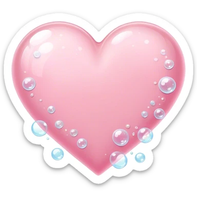 baby pink heart with bubbles sticker