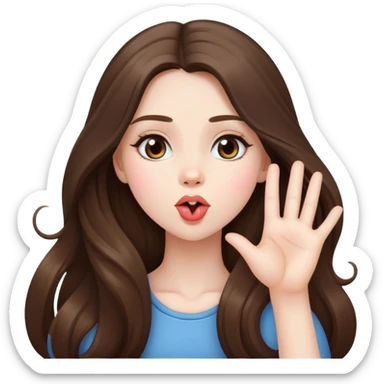  beautiful pale brunette girl with long hair sending a blowing kiss sticker