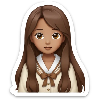 lesseo member ive korean idol brown hair wearing cute brown white adorable clothes long hair  sticker