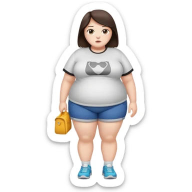 600 pound ssbbw. Full body. Dark Brown hair, belly fully shown, white woman sticker