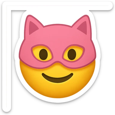yellow face with pink cat mask emoji, digital illustration sticker