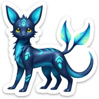 Shiny Aural Iridescent Fluorescent Bioluminescent Umbreon-Amaura-Salandit-Vaporeon-Fakémon-fusion (full body) sticker
