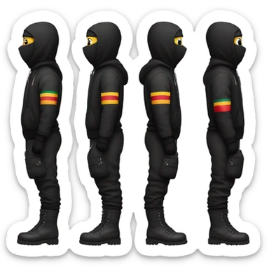 Generate ma a german roadmenwith a gucci bag an fullblack outfit and a ski mask standing full body + legs sticker