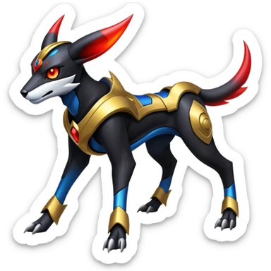 Shiny Gothic Exotic Futuristic Houndoom-Genesect-Torracat-Pokémon-Fakémon-hybrid-creature sticker