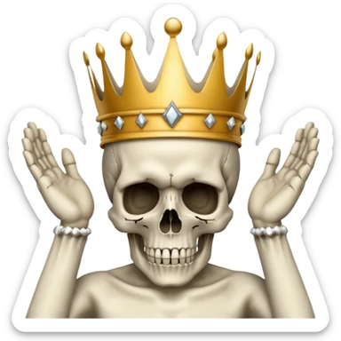 Skull with hands on head and a crown and no diamonds sticker