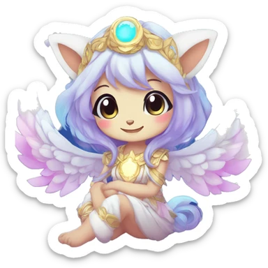 Cute Kawaii Chibi Anthro Sona Colorful Ethereal Pretty see Godly Celestial Shiny Fakemon Full Body sticker