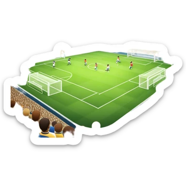 An icon featuring a large stadium with a football match in progress, players in action on the field, and a cheering crowd in the stands. Bright floodlights illuminate the pitch, creating an intense atmosphere of competition. The transparent background highlights the thrill of live sports events. sticker