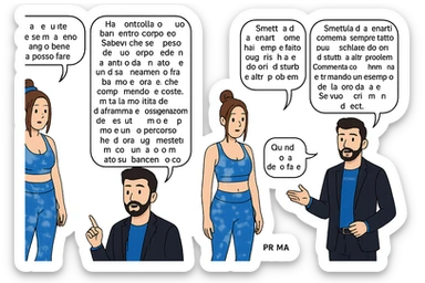 TRASFORMA QUESTO CAROSELLO IN UN FUMETTO CON QUESTE DUE PERSONE IDENTICHE CHE INTERLOQUISCONO TRA LORO:

Ho la cellulite anche se mi alleno e mangio bene, cosa posso fare?

Hai controllato il tuo baricentro corporeo?
Sapevi che se il peso del tuo corpo cade in avanti o da un lato, c’è un disallineamento fra bacino e torace, che comprimendo le coste, limita la motilità del diaframma e l’ossigenazione dei tessuti?
Il mio è il primo e unico percorso che lavora sugli inestetismi con un lavoro mirato sul baricentro corporeo.

Smettila di continuare ad allenarti come hai sempre fatto perché, oltre ad inestetismi visibili, corri un aumentato rischio di:
    • dolori e rigidità diffuse
    • disturbi pavimento pelvico
    • stanchezza cronica o insonnia
    • pancia gonfia e reflusso (bruciore)
    • etc…


Quindi cosa devo fare?
Commenta, qua sotto, con “simmetria” e ti mando un esempio del lavoro da fare. Lo stesso sistema con cui ho aiutato migliaia di persone, fra cui centinaia di donne a risolvere definitivamente gli inestetismi.
Metterei il prima e dopo

Se vuoi che ti aiuti personalmente
SCRIVIMI IN DIRECT sticker