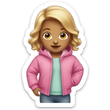 Baby girl with pink jacket sticker