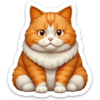A fat cat sitting down and looking like they don’t care about it sticker