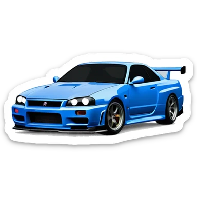 nissan r34 di lato blu e grigia paul walker sticker