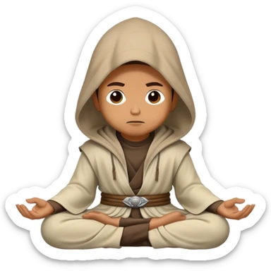 Jedi wearing hood meditating sticker