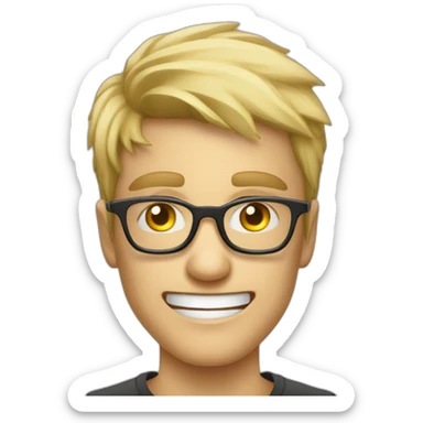 Blonder Junge mit Brille am Rage Quitten sticker