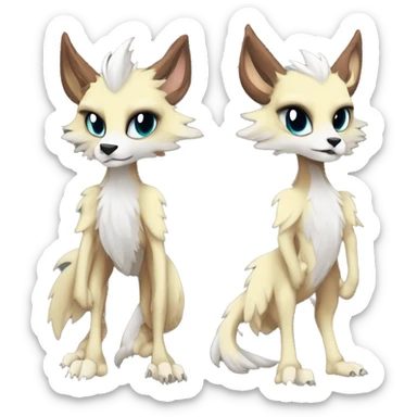 Cute Protogen-vernid-sergal-wickerbeast-fantasy-animal-fursona griffsnuff & LiLaiRa & Falvie full body sticker