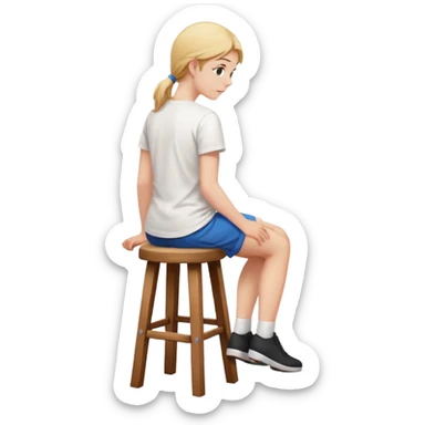a person sitting on stool backs turned sticker