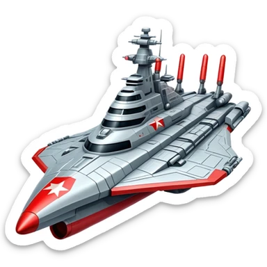 Futuristic Russian battle cruiser spaceship with red star insignia sticker