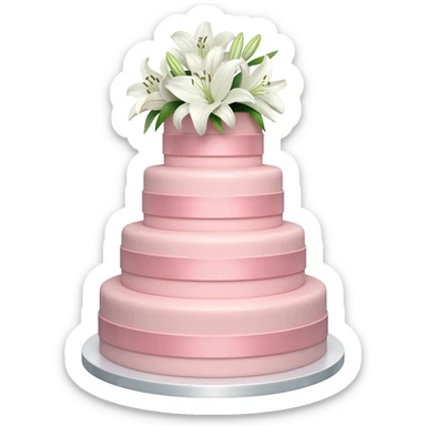 Pastel pink shaped wedding cake with and white lilies on top sticker