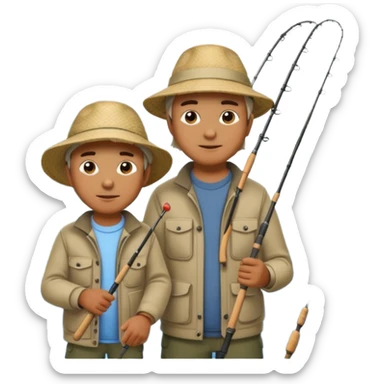 father and son fishing sticker