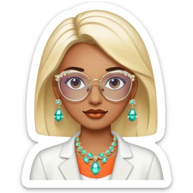 gem lover woman with gem accessories excessive amount gem glassess sticker