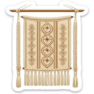 wall hanging with knotted threads sticker