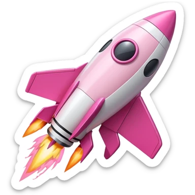 mix light pink dark pink and white girly phone ui rocket sticker