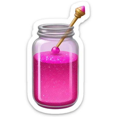  wand dipped in jar of hot pink of honey with glitter  sticker