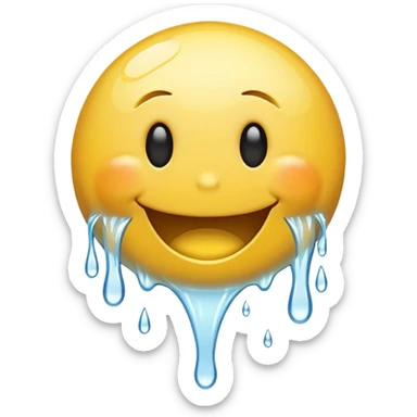 scared smiley face with water being poured down its throat sticker