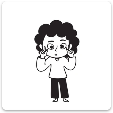 hand-drawn doodle of a person peeking through their fingers, looking scared, sketchy lines sticker