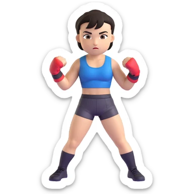 Ilia Topuria UFC featherweight champion celebrating with fists raised, athletic build, short dark hair, wearing MMA shorts, confident expression sticker