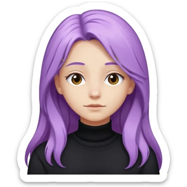 faz menos gótica mas com cabelo roxo claro comprido e camisola preto sticker