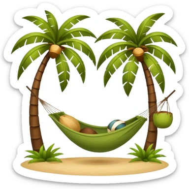 palm tree with coconuts and a hammock sticker