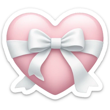 Pastel pink heart with white bow sticker