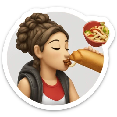 Girl kissing shawarma  sticker
