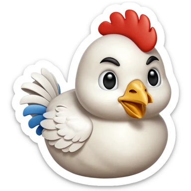 chicken 3d imoji transparen with wite color sticker