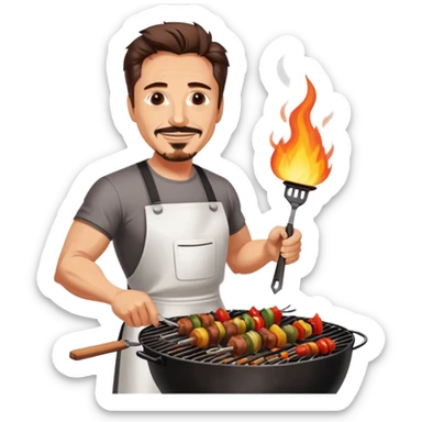 Tony Stark is grilling shashlik on the barbecue. sticker