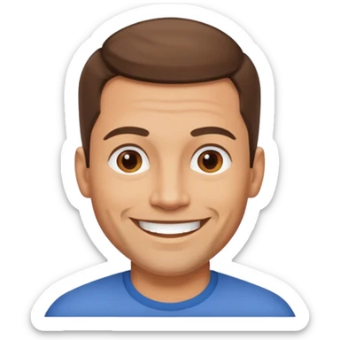 Happy light skin40 brown hair year old fit man with  town hair sticker