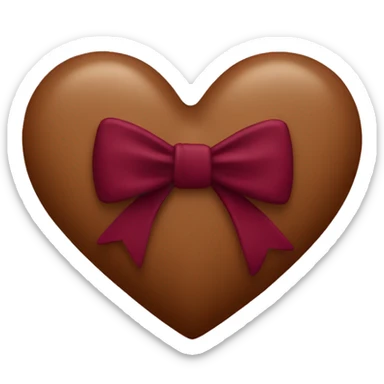 Brown heart with a burgundy bow sticker