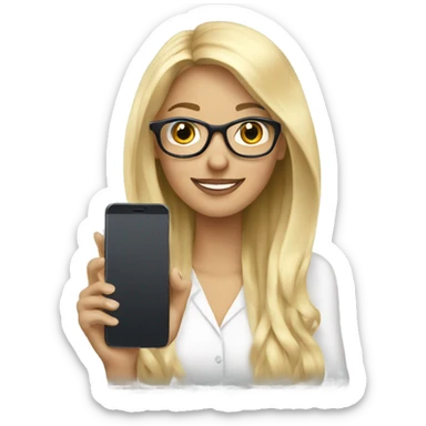 Beautiful Blond with glasses, on cell phone sticker