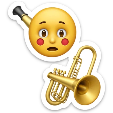 Emoji triste tocando el trombón sticker