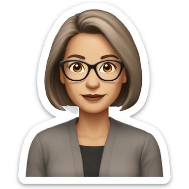 50 years old girl
long brown hair with straight styling
light skin
Small glasses with refined frame small almond
Brown eyes with cat eye liner sticker