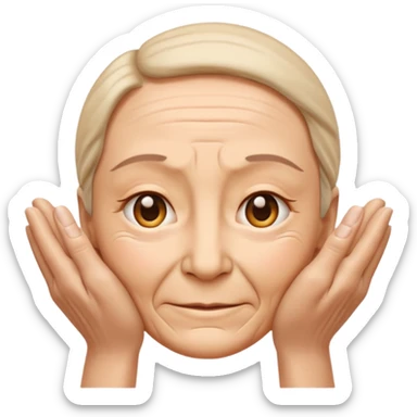 Simple emoji of a face with wrinkles being smoothed by hands, both hands gently stretching the skin, wrinkles visible on one part and smooth skin on the other, clear wrinkle-reducing effect, simple and easy-to-understand icon, no beauty or medical elements

 sticker