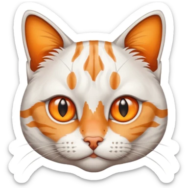 Mix of white and tabby cat with orange smudge on the nose looks at you curiously but also disapprovingly sticker