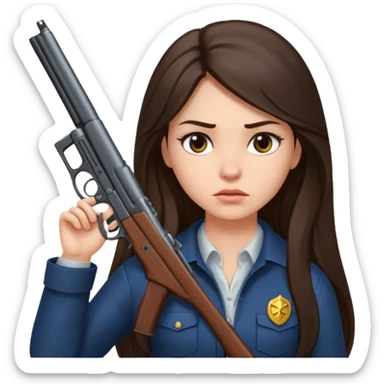 A pretty badass brunette with long hair girl who is about to kill herself witha gun pointed at her temple sticker