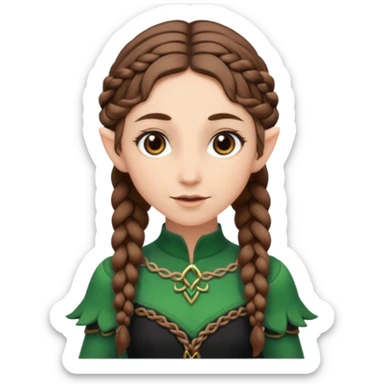 elves with braided brown  hair old man black dress  sticker