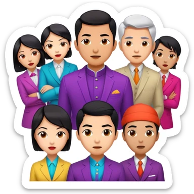 Cinematic Realistic group portrait of BTS featuring all 7 members in stylish modern attire, with detailed facial expressions and vibrant colors, captured in dynamic, contemporary lighting that emphasizes their global pop icon status sticker