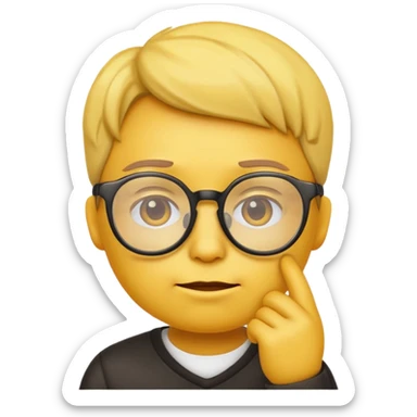 yellow emoji wearing glasses and thinking not smiling sticker