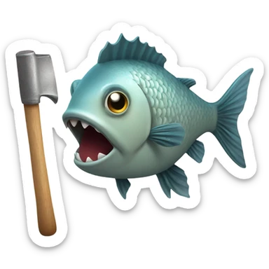 Fish with spikes and hammer sticker