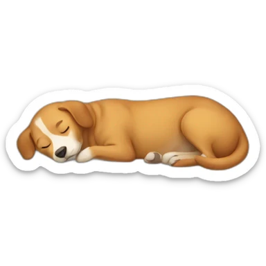 Dog sleeping like a human in a human bed sticker