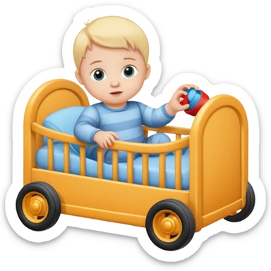 baby in bid with toy car







 sticker