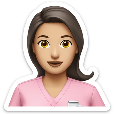 pretty brunette nurse in pink scrubs sticker